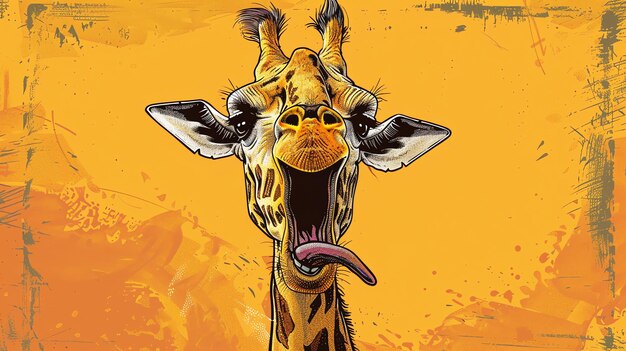 Funny giraffe with big smile Illustration