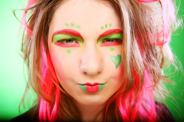 Funny girl with bright make up