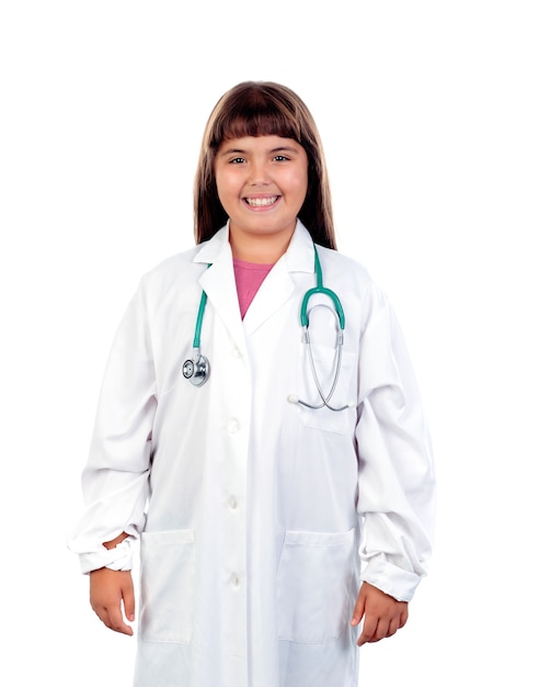 Funny girl with doctor uniform  