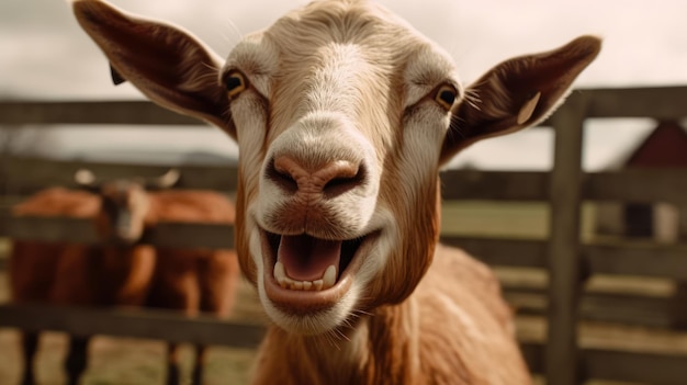 Funny goat smile generative ai