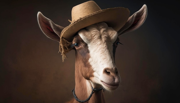 Funny goat wearing hat Generative Ai