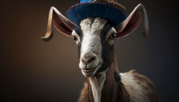 Funny goat wearing hat Generative Ai