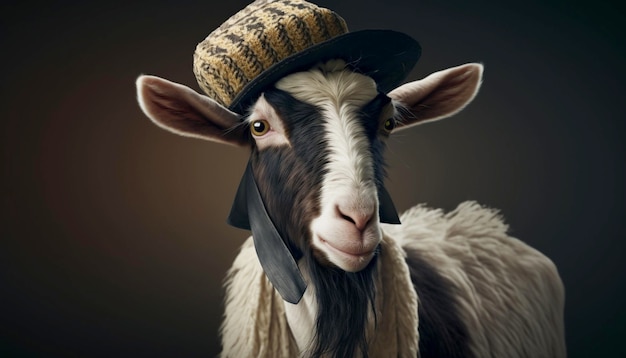 Funny goat wearing hat Generative Ai