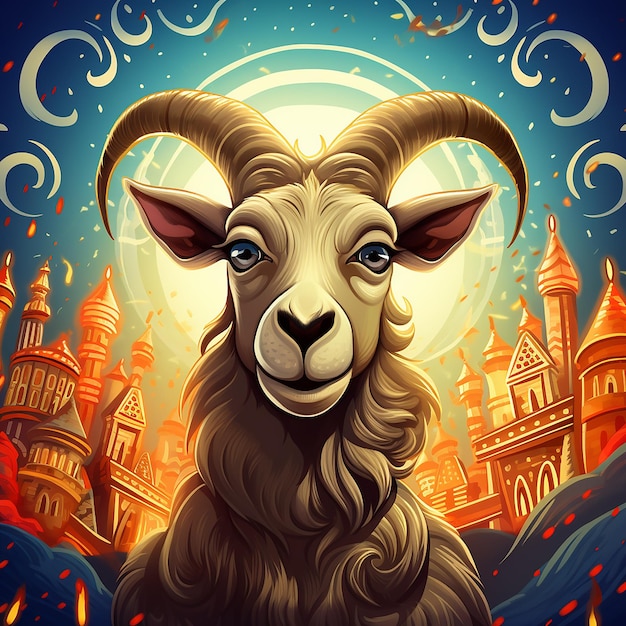 funny goat with Eid background