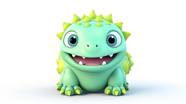 funny green dragon with a big smile