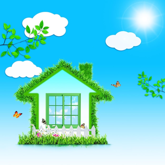 Funny green house abstract eco backgrounds for your design