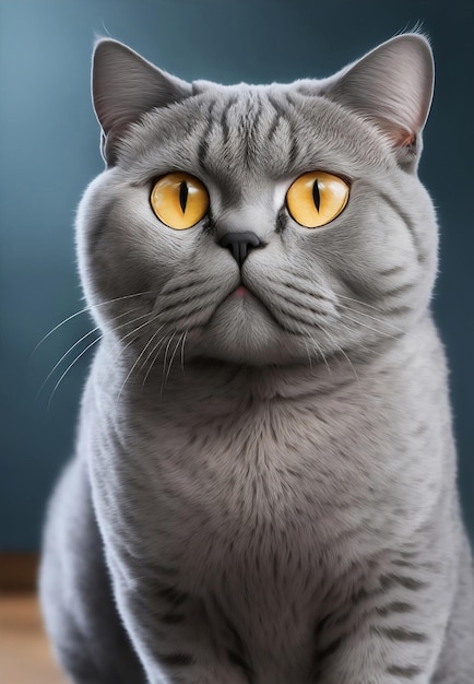 Funny grey cat looking shocked Generative AI Illustration