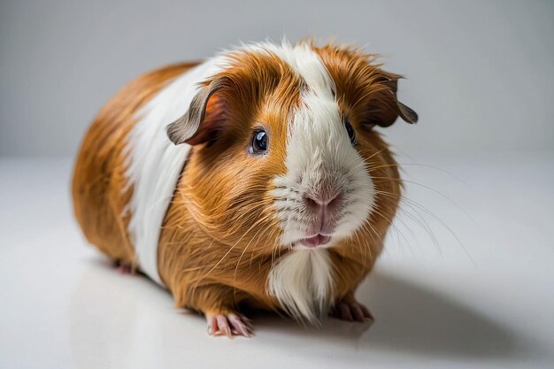 funny guinea pig smiling on white background