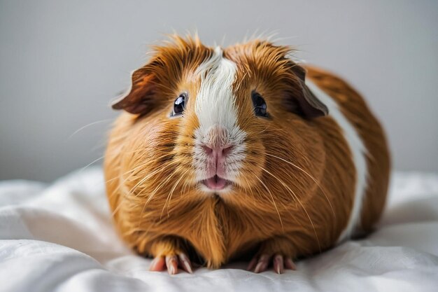 funny guinea pig smiling on white background