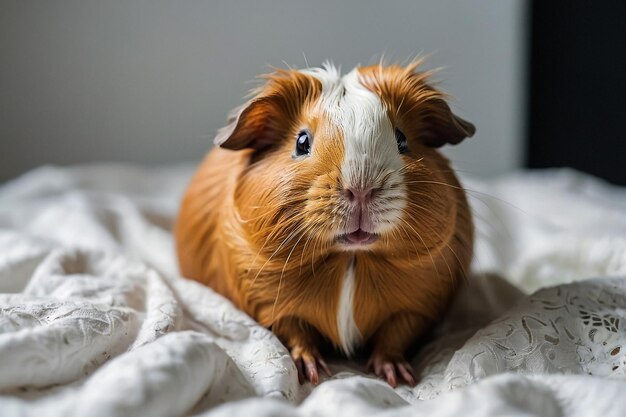 funny guinea pig smiling on white background