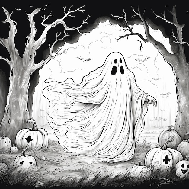 Photo funny halloween ghost cartoon specter