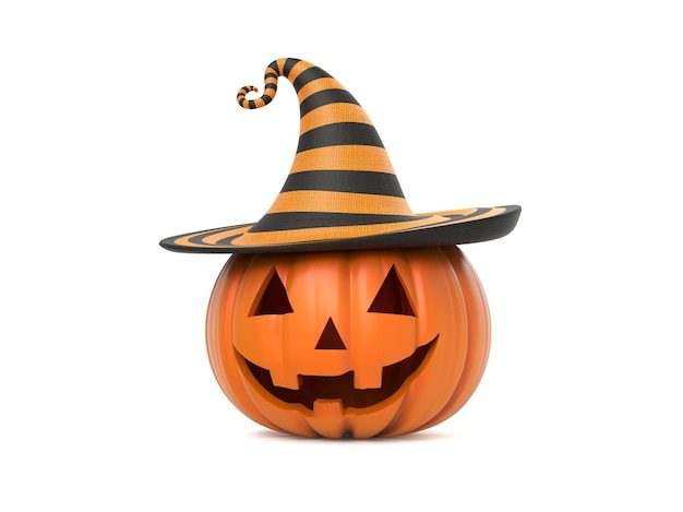 Zucca di halloween divertente con cappello