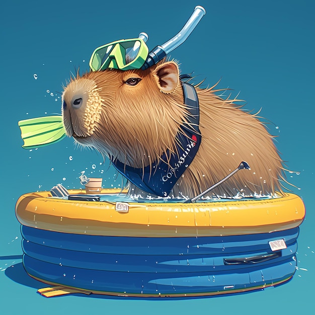 Photo funny hamster swimming adventure