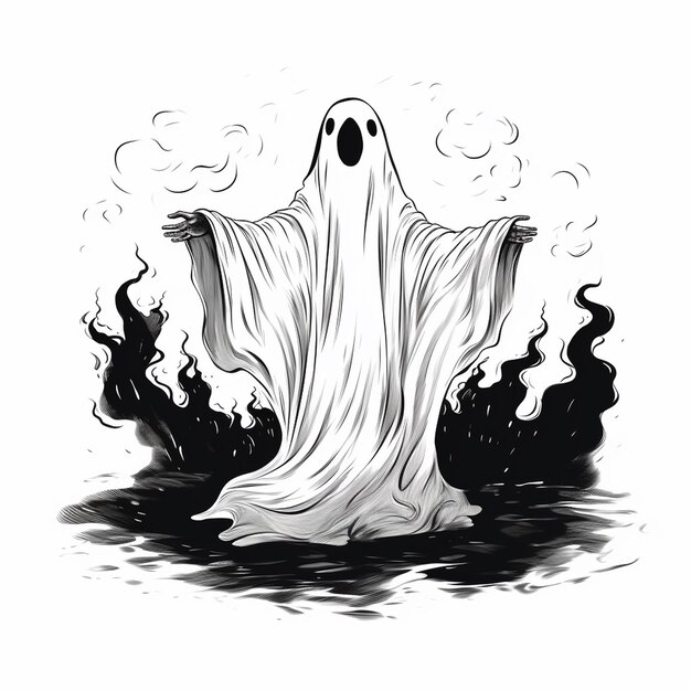 Photo funny handdrawn horror ghost