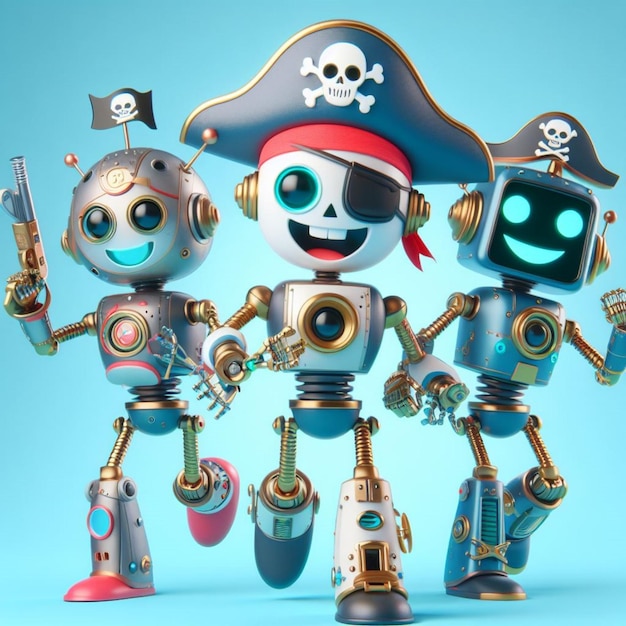 funny and happy robots pirats