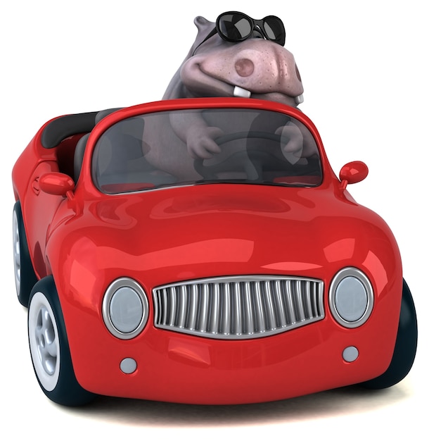 Funny hippo 3D Illustration