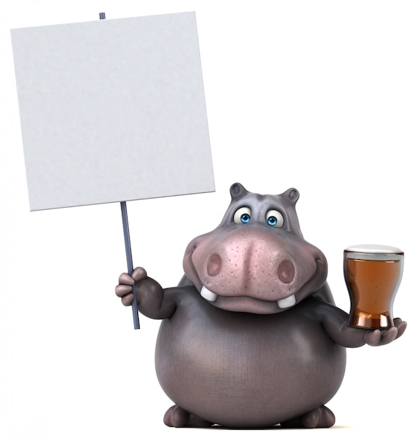 funny hippo illustration