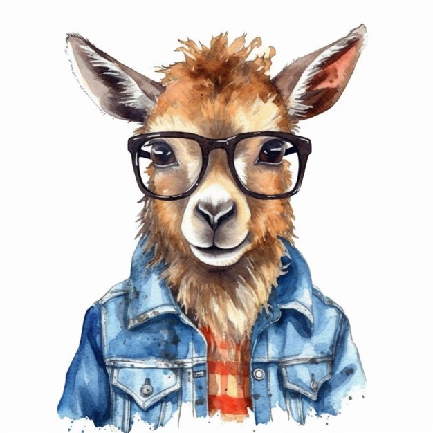 A funny hipster animal in clothes glasses and a hat