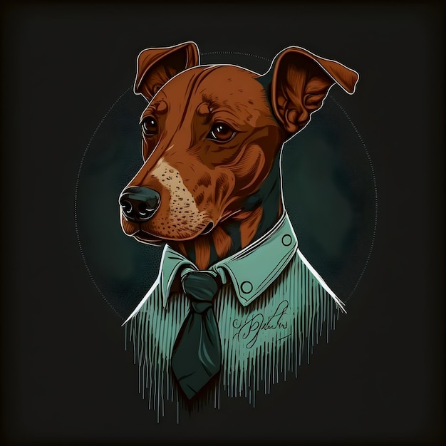 面白い流行に敏感なかわいい犬のアート イラスト 擬人化された犬