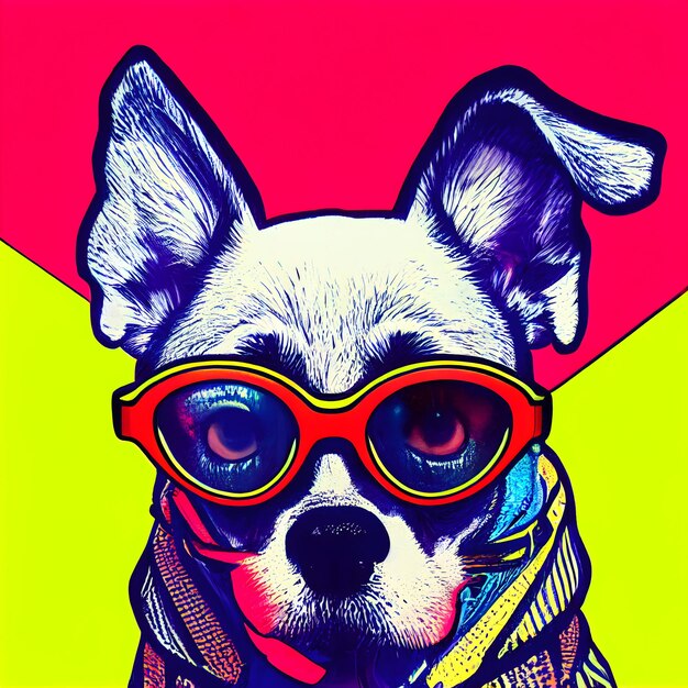 Foto divertente hipster cute dog art illustrazione cani antropomorfi