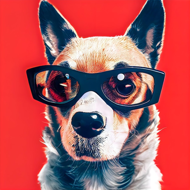 Funny Hipster Cute Dog Art Illustration Anthropomorphic Dogs