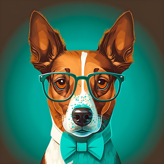 Funny Hipster Cute Dog Art Illustration Anthropomorphic Dogs