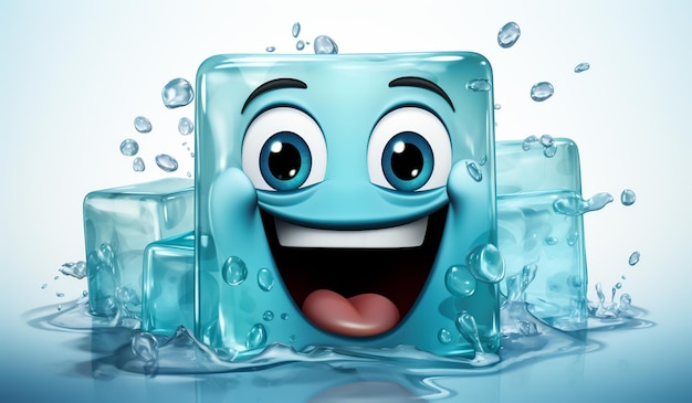 Funny ice cube with smiling face AI generated