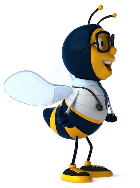 funny illustrated bee dressed as a doctor