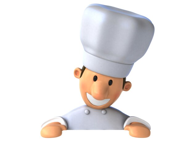 Funny illustrated chef looking downawards