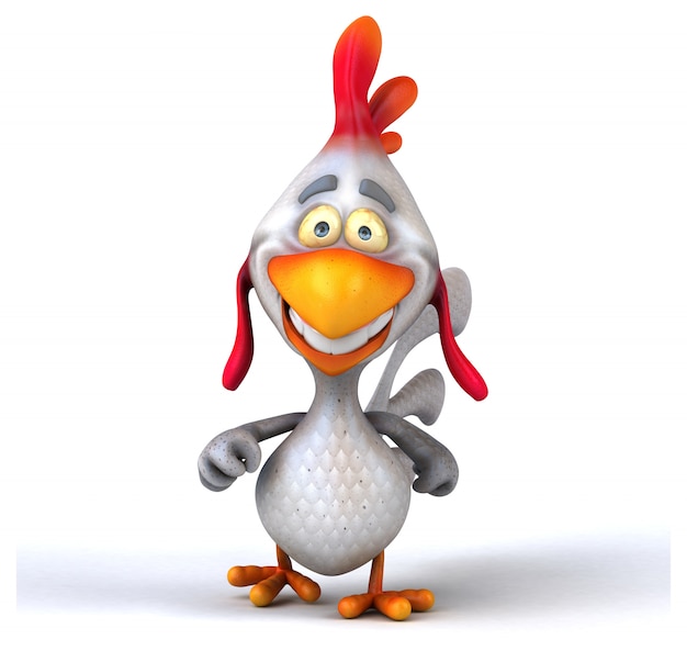 funny illustrated chicken walking