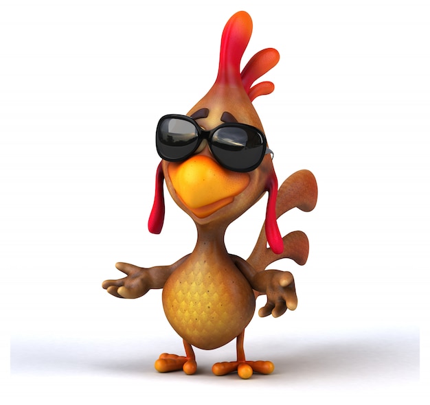 funny illustrated chicken wearing sunglasses