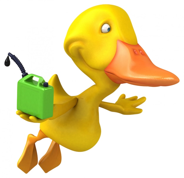 funny illustrated duck holding a gas tank