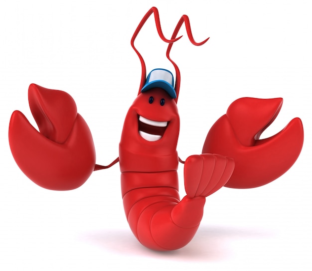 funny illustrated lobster wearing a cap