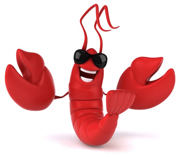 Photo funny illustrated lobster wearing sunglasses