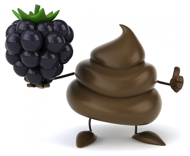 funny illustrated poop holding a blackberry