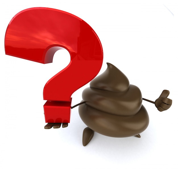 funny illustrated poop holding a question mark