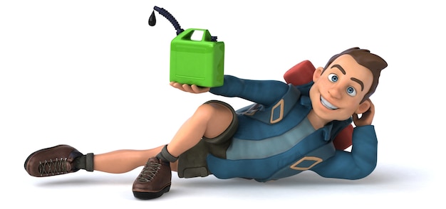 Funny illustration of a 3D cartoon backpacker