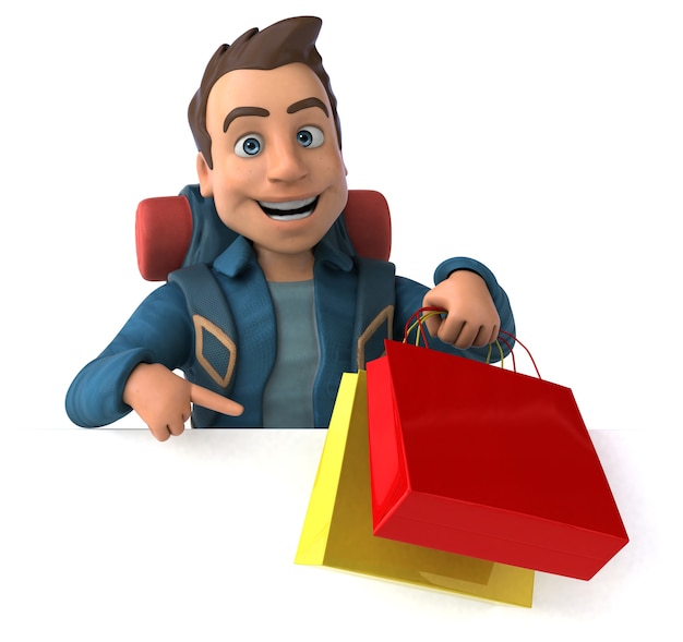 Photo funny illustration of a 3d cartoon backpacker