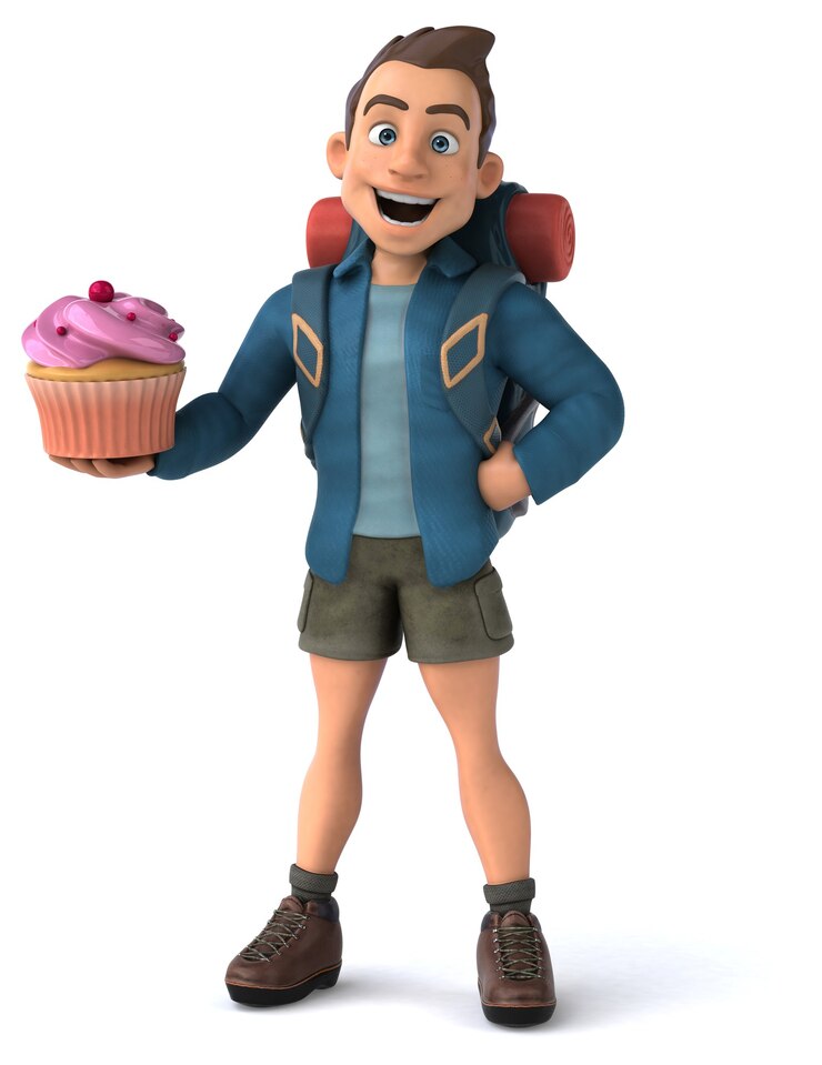 Photo funny illustration of a 3d cartoon backpacker