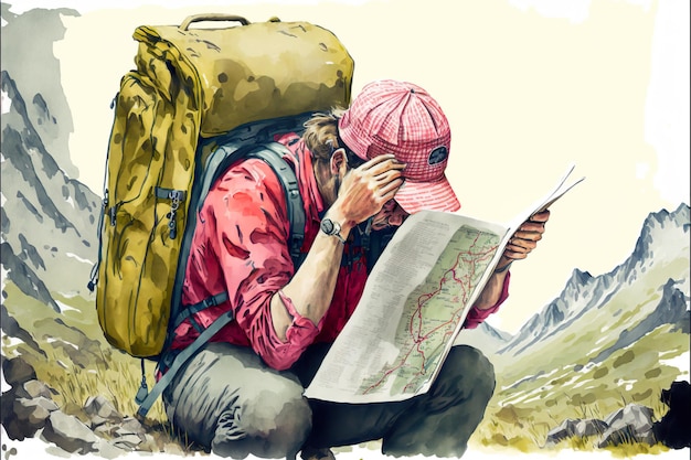 Funny_illustration_painting_showing_lost_hiker