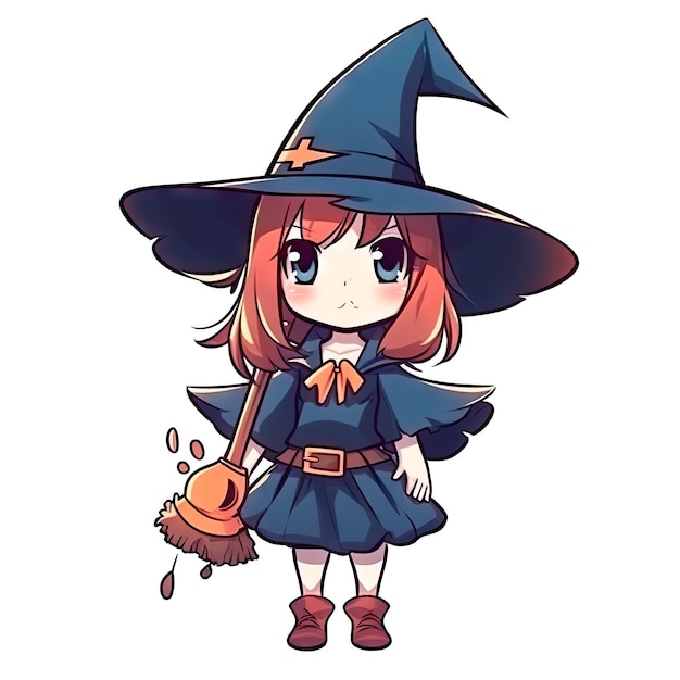 Funny illustration of witch ideal for tshirt prints stickers mugs sublimation and scrapbooking paper Ai generative