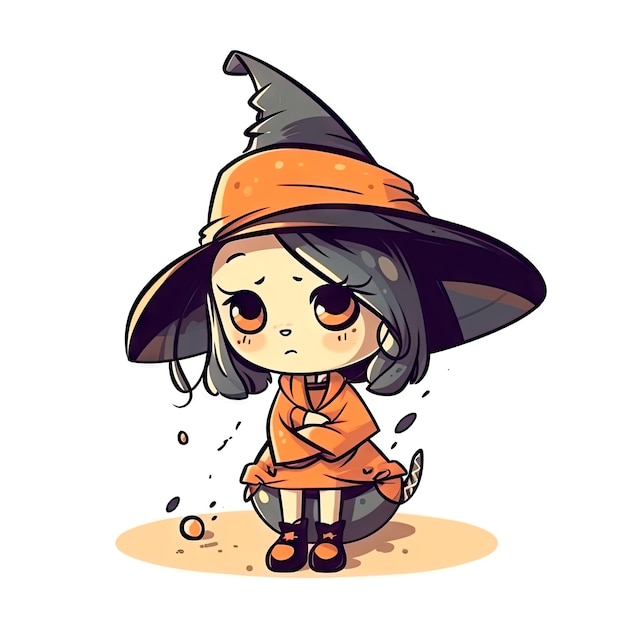 Funny illustration of witch ideal for tshirt prints stickers mugs sublimation and scrapbooking paper Aii generative