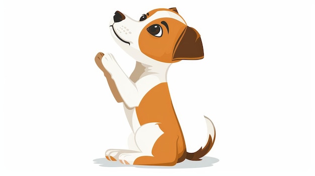 Photo funny jack russell terrier puppy in begging pose dog obedience in praying position isolated modern illustration on white background