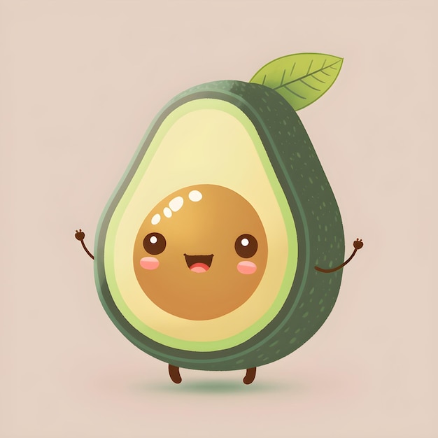 Funny Kawaii Avocado illustration