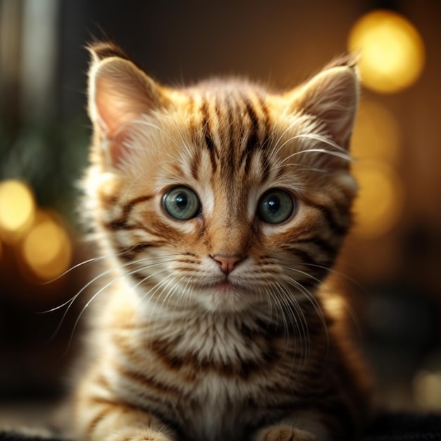 funny kitten smiling with big eyes