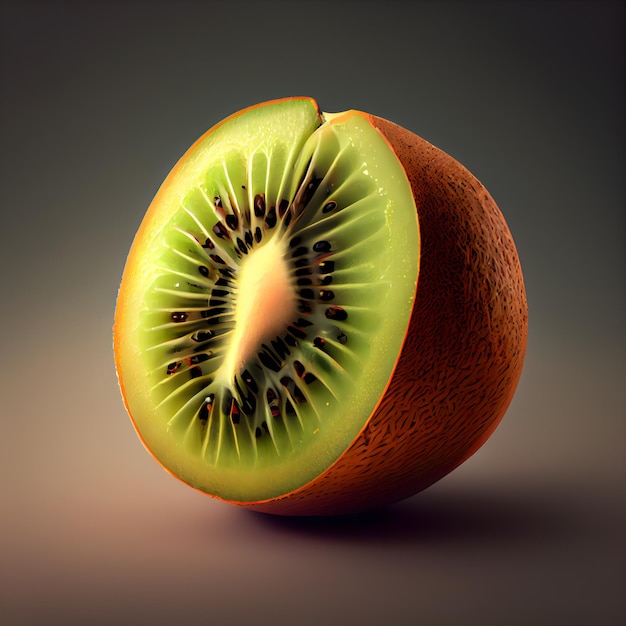 Funny kiwi with eyes and mouth 3d illustration