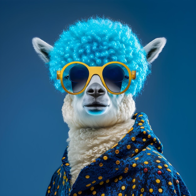 Funny Lama portrait with sunglasses