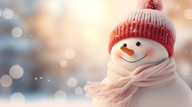 Фото Забавный смеющийся снежный человек рождественская открытка
