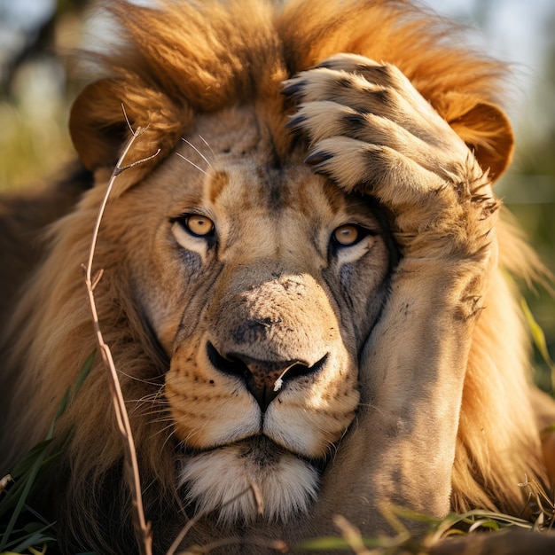 Funny Lion Making a Facepalm