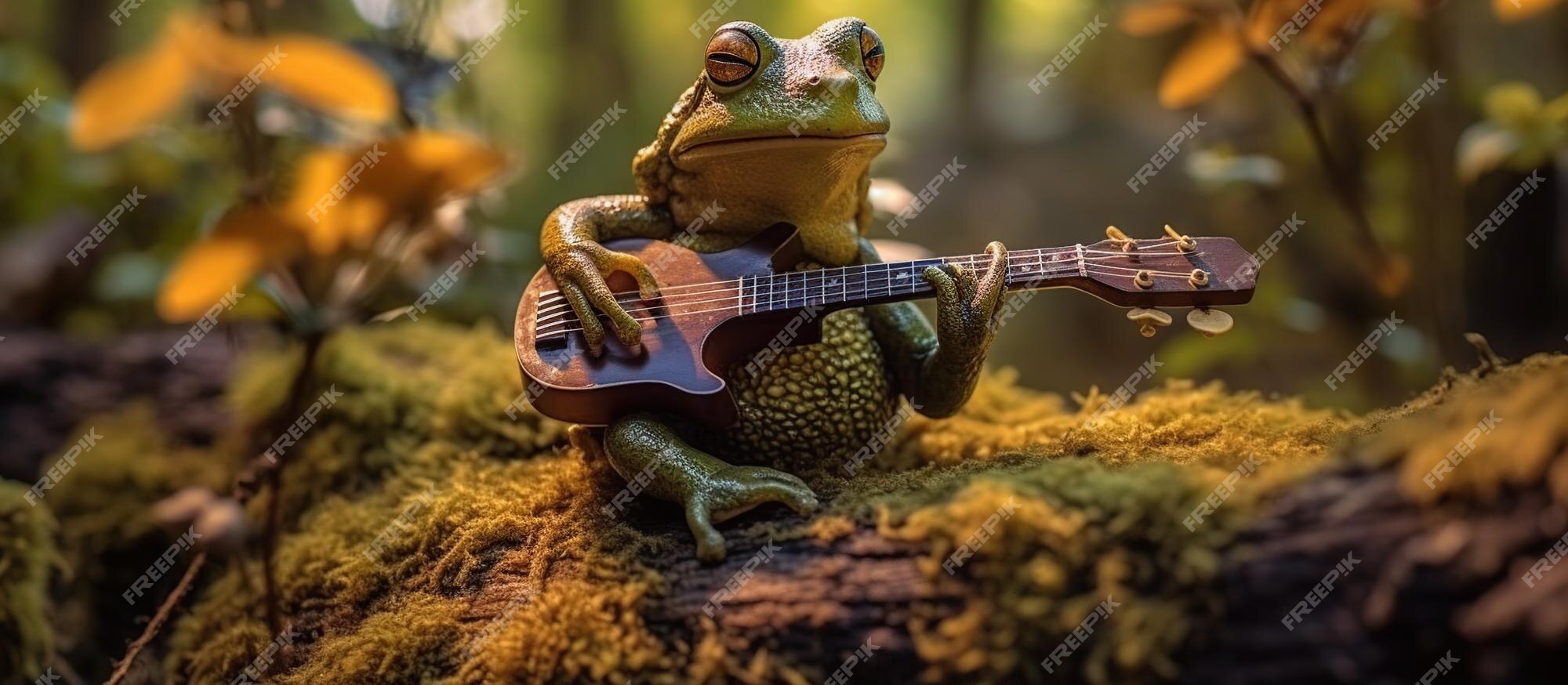 2021超人気 ギターを弾くカエル（木製）